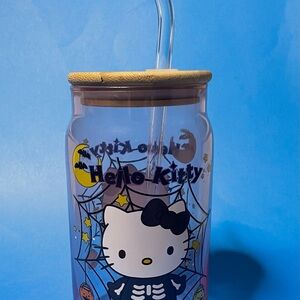Hello Kitty Skeleton Tumbler with Bamboo lid and Straw